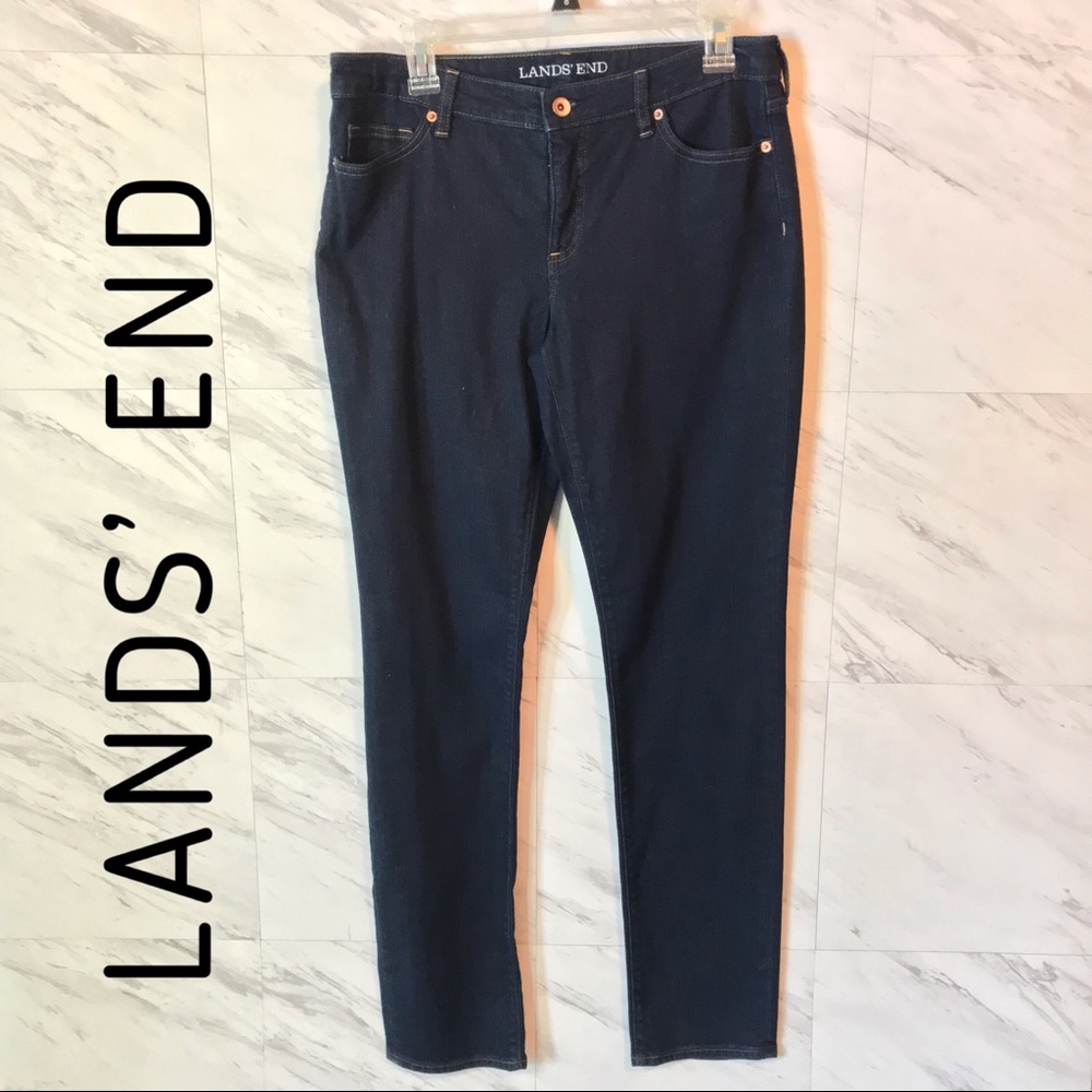 Lands' End Low Rise Slim Stretch Jean in Deep Indigo Women’s Size 8 Like New